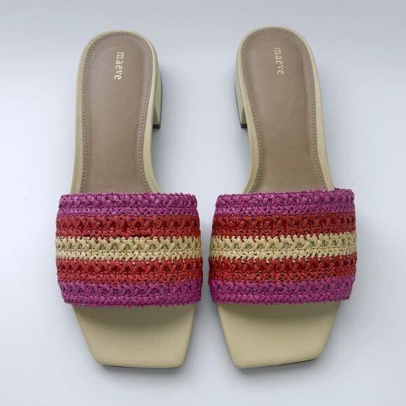 Anthropologie Maeve The Coralie Woven Mule Slide Sandals Size 36 US 5-5.5 Pink - Picture 2 of 9